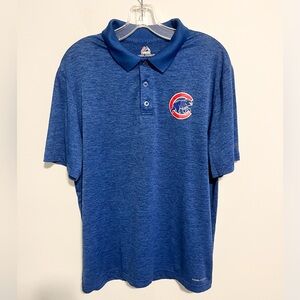 CHICAGO CUBS Baseball Majestic Cool Base Polo Shirt. Cubs Graphic on Chest. Sz L